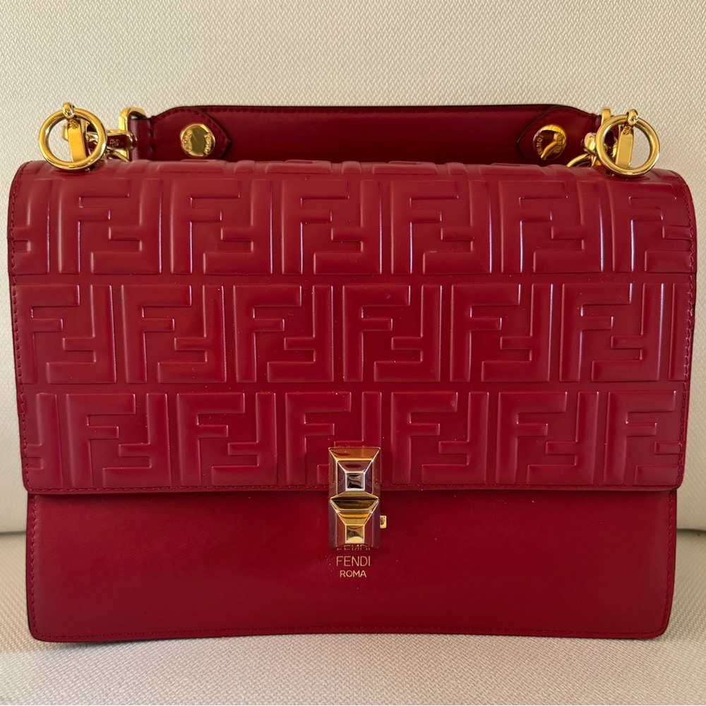 Fendi Red Embossed Leather Bag